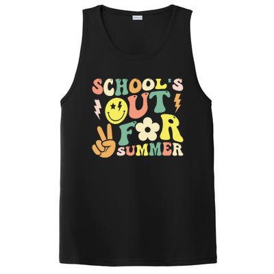 Last Day Of School Groovy Schools Out For Summer Teacher PosiCharge Competitor Tank