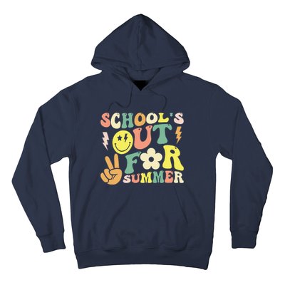 Last Day Of School Groovy Schools Out For Summer Teacher Hoodie