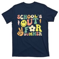 Last Day Of School Groovy Schools Out For Summer Teacher T-Shirt