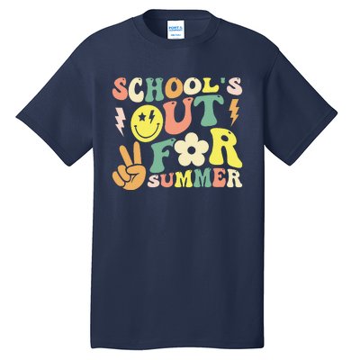 Last Day Of School Groovy Schools Out For Summer Teacher Tall T-Shirt