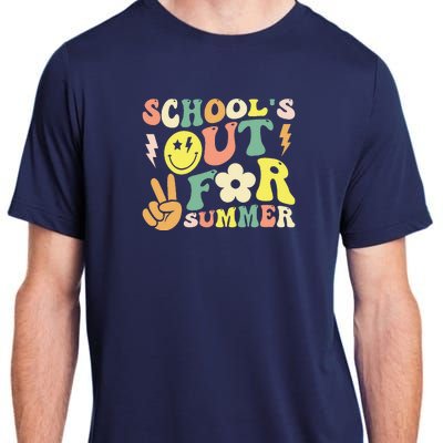 Last Day Of School Groovy Schools Out For Summer Teacher Adult ChromaSoft Performance T-Shirt