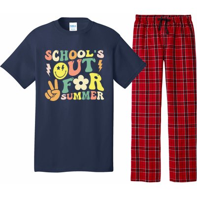 Last Day Of School Groovy Schools Out For Summer Teacher Pajama Set