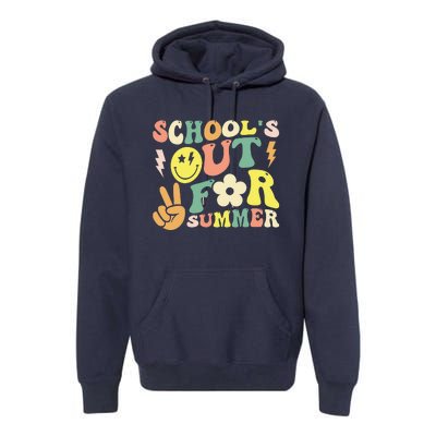 Last Day Of School Groovy Schools Out For Summer Teacher Premium Hoodie