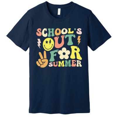 Last Day Of School Groovy Schools Out For Summer Teacher Premium T-Shirt