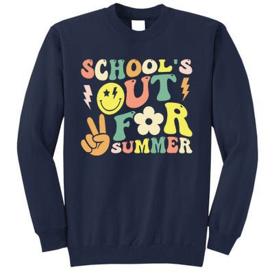 Last Day Of School Groovy Schools Out For Summer Teacher Tall Sweatshirt