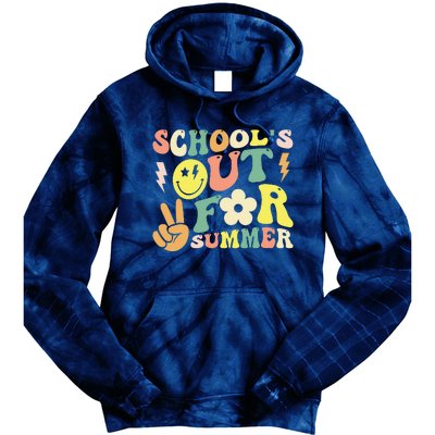 Last Day Of School Groovy Schools Out For Summer Teacher Tie Dye Hoodie