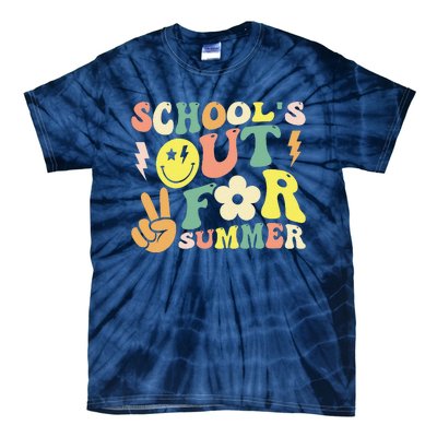 Last Day Of School Groovy Schools Out For Summer Teacher Tie-Dye T-Shirt