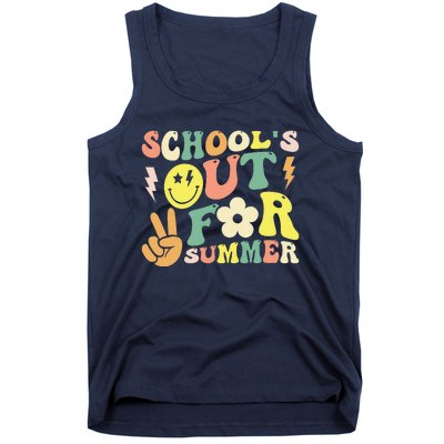 Last Day Of School Groovy Schools Out For Summer Teacher Tank Top