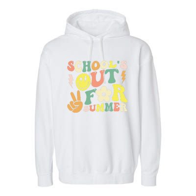 Last Day Of School Groovy Schools Out For Summer Teacher Garment-Dyed Fleece Hoodie