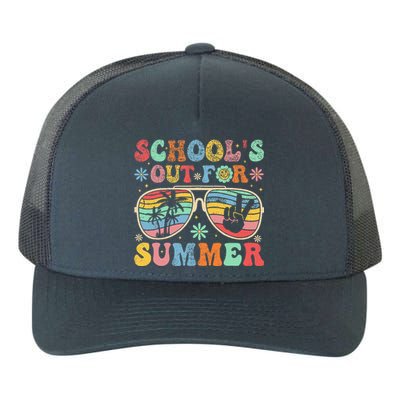 Last Day Of School Groovy SchoolS Out For Summer Teacher Yupoong Adult 5-Panel Trucker Hat