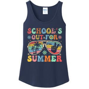 Last Day Of School Groovy SchoolS Out For Summer Teacher Ladies Essential Tank