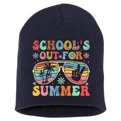 Last Day Of School Groovy SchoolS Out For Summer Teacher Short Acrylic Beanie