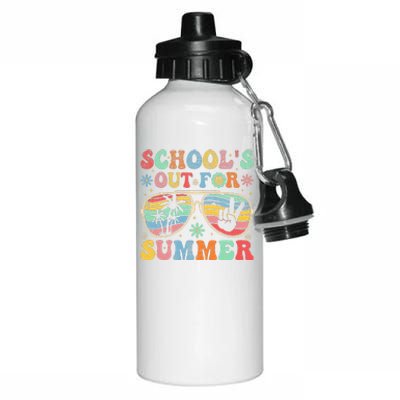 Last Day Of School Groovy SchoolS Out For Summer Teacher Aluminum Water Bottle