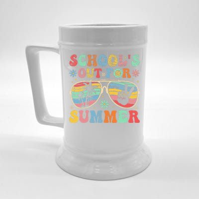 Last Day Of School Groovy SchoolS Out For Summer Teacher Beer Stein