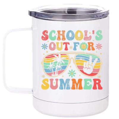 Last Day Of School Groovy SchoolS Out For Summer Teacher 12 oz Stainless Steel Tumbler Cup