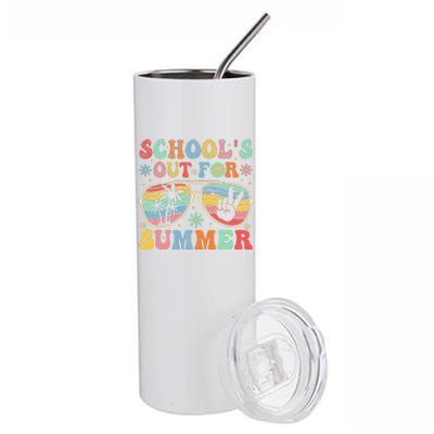 Last Day Of School Groovy SchoolS Out For Summer Teacher Stainless Steel Tumbler