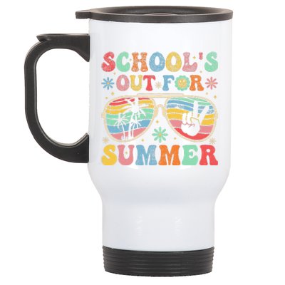 Last Day Of School Groovy SchoolS Out For Summer Teacher Stainless Steel Travel Mug