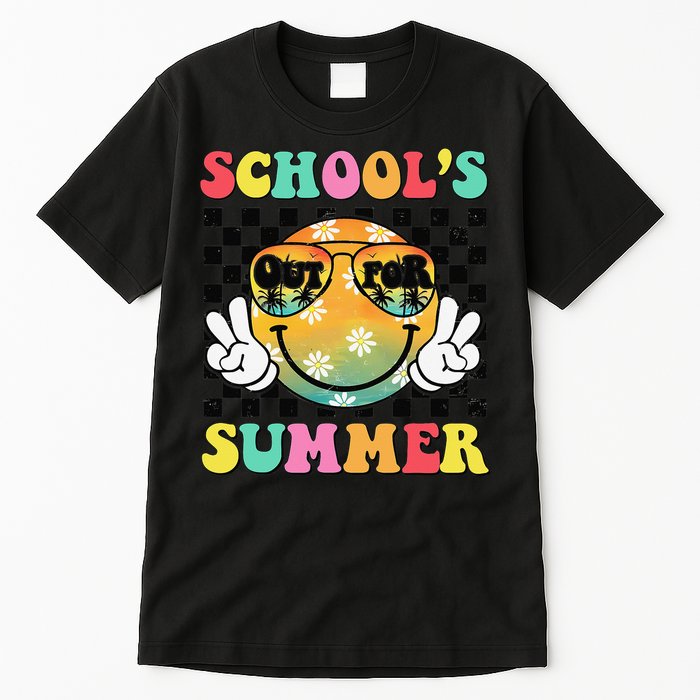 Last Day Of School Smile Teacher Schools Out For Summer Tall T-Shirt