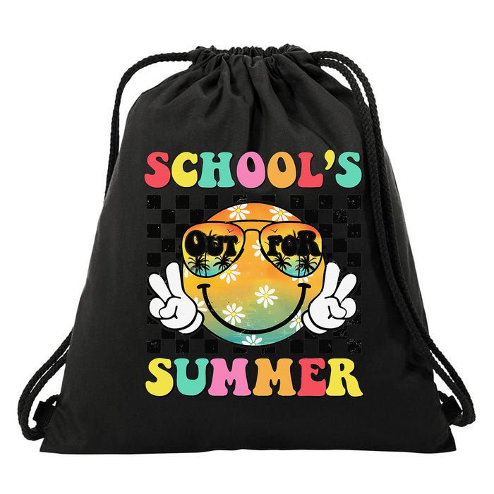 Last Day Of School Smile Teacher Schools Out For Summer Drawstring Bag