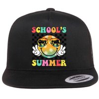 Last Day Of School Smile Teacher Schools Out For Summer Flat Bill Trucker Hat