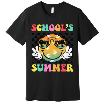 Last Day Of School Smile Teacher Schools Out For Summer Premium T-Shirt