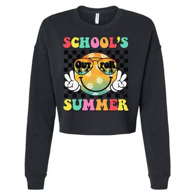 Last Day Of School Smile Teacher Schools Out For Summer Cropped Pullover Crew