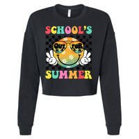 Last Day Of School Smile Teacher Schools Out For Summer Cropped Pullover Crew