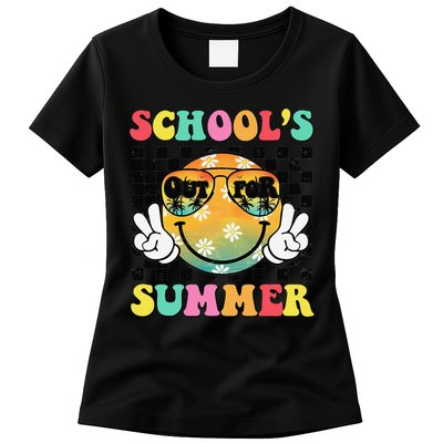 Last Day Of School Smile Teacher Schools Out For Summer Womens T-Shirt