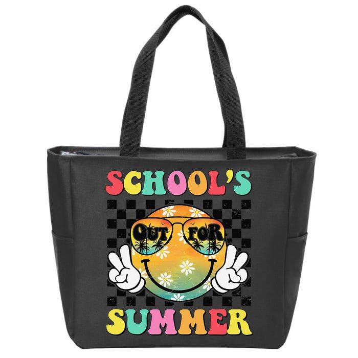 Last Day Of School Smile Teacher Schools Out For Summer Zip Tote Bag