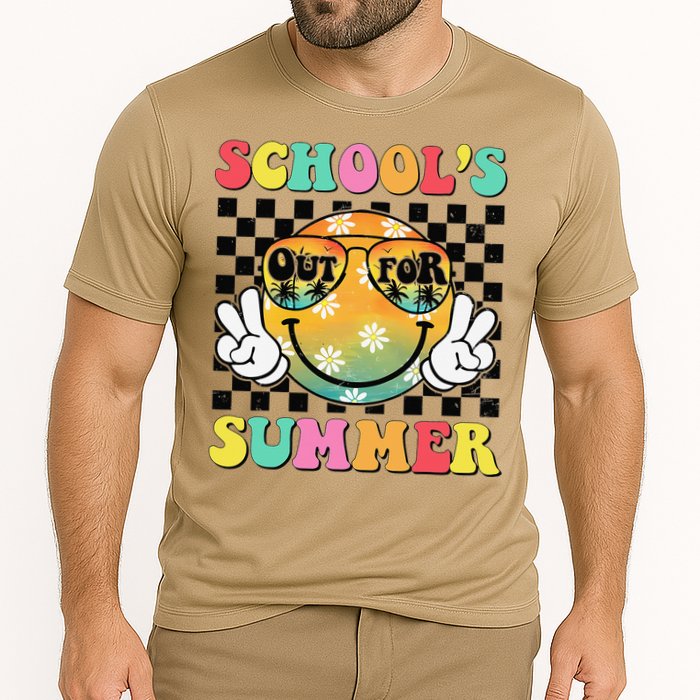 Last Day Of School Smile Teacher Schools Out For Summer Cooling Performance Crew T-Shirt