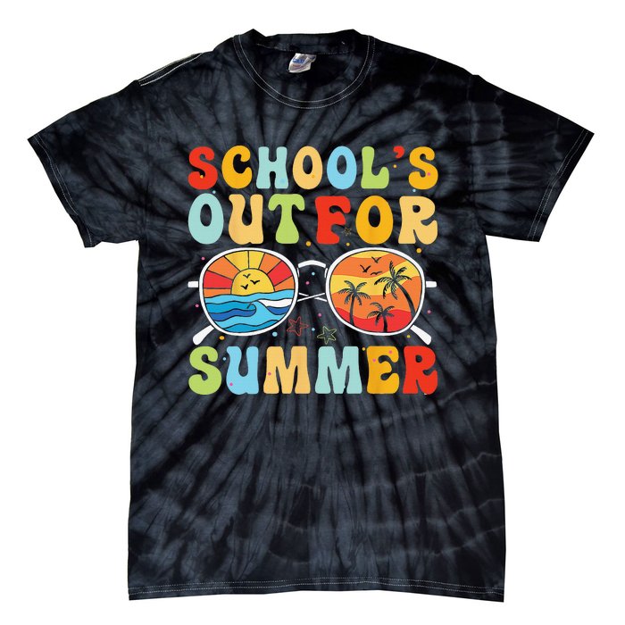 Last Day Of School Retro Schools Out For Summer Teacher Tie-Dye T-Shirt