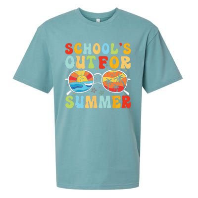 Last Day Of School Retro Schools Out For Summer Teacher Sueded Cloud Jersey T-Shirt