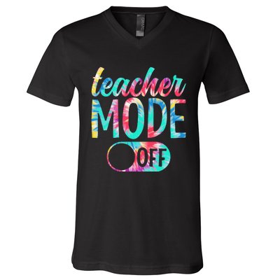 Last Day of School teacher mode off Teacher V-Neck T-Shirt