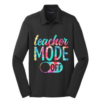 Last Day of School teacher mode off Teacher Silk Touch Performance Long Sleeve Polo