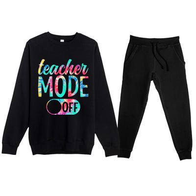 Last Day of School teacher mode off Teacher Premium Crewneck Sweatsuit Set