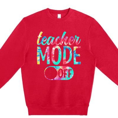 Last Day of School teacher mode off Teacher Premium Crewneck Sweatshirt