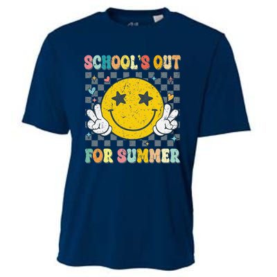 Last Day Of School Retro Schools Out For Summer Teacher Cooling Performance Crew T-Shirt