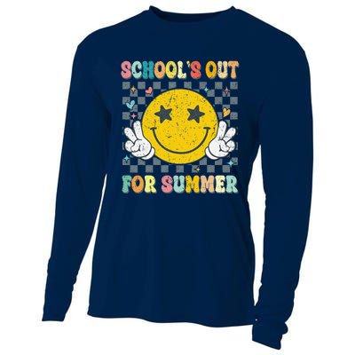 Last Day Of School Retro Schools Out For Summer Teacher Cooling Performance Long Sleeve Crew