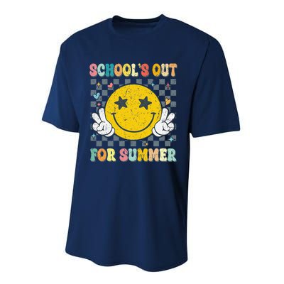 Last Day Of School Retro Schools Out For Summer Teacher Performance Sprint T-Shirt