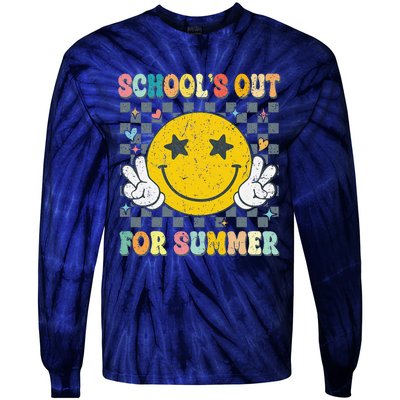 Last Day Of School Retro Schools Out For Summer Teacher Tie-Dye Long Sleeve Shirt