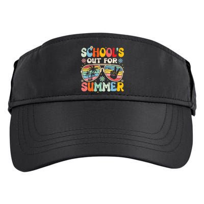 Last Day Of School Groovy Schools Out For Summer Teacher Adult Drive Performance Visor