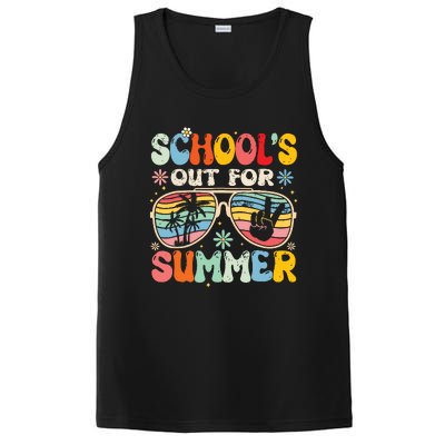 Last Day Of School Groovy Schools Out For Summer Teacher PosiCharge Competitor Tank