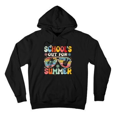 Last Day Of School Groovy Schools Out For Summer Teacher Tall Hoodie