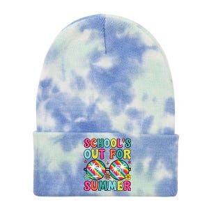 Last Day Of School Retro Schools Out For Summer Teacher Tie Dye 12in Knit Beanie