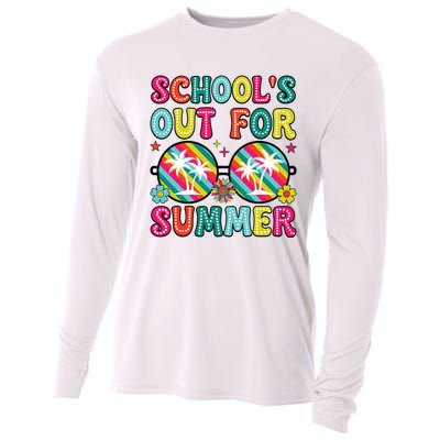 Last Day Of School Retro Schools Out For Summer Teacher Cooling Performance Long Sleeve Crew