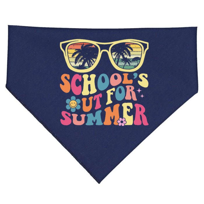 Last Day Of School Retro Teacher SchoolS Out For Summer USA-Made Doggie Bandana