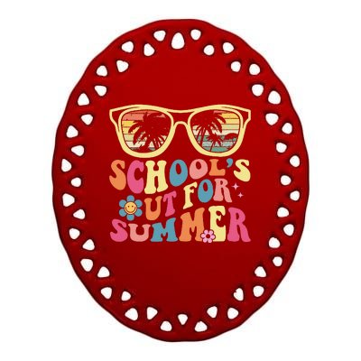 Last Day Of School Retro Teacher SchoolS Out For Summer Ceramic Oval Ornament