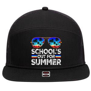 Last Day Of School Schools Out For Summer Teacher Boy 7 Panel Mesh Trucker Snapback Hat