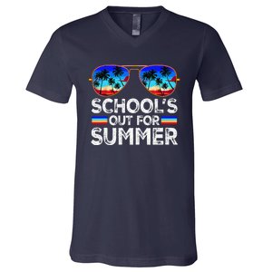 Last Day Of School Schools Out For Summer Teacher Boy V-Neck T-Shirt