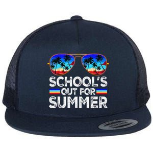 Last Day Of School Schools Out For Summer Teacher Boy Flat Bill Trucker Hat